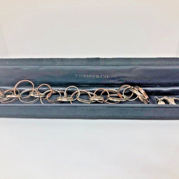 Tiffany & Co. Silver Rubedo 1837 Interlocking Circle Bracelet 8.5" - Picture 10 of 11